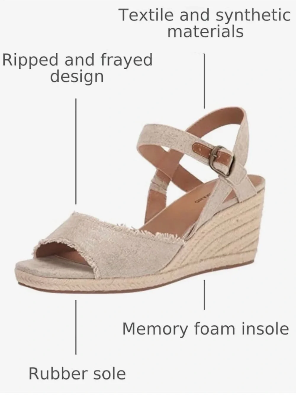 BRAND NEW Lucky Brand Frayed Espadrille Wedge Sandal in Beige